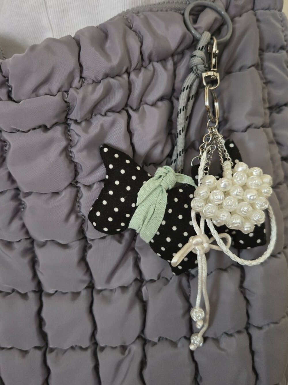 Handmade Scottie Dog Bag Charm & Key Chain 4 1/4" x 3 1/2" Polka Dot